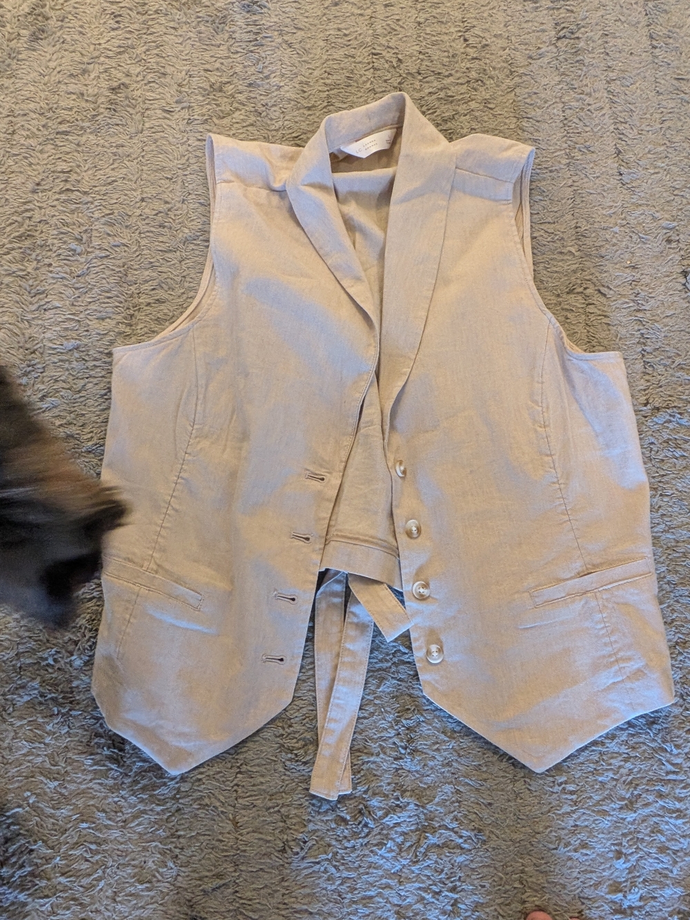 LC Lauren Conrad Beige Linen-Blend Sleeveless Vest